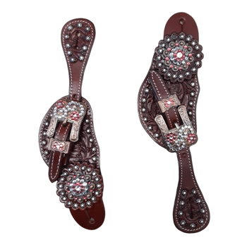 SS Tack Show Spur Straps - Pink Flower